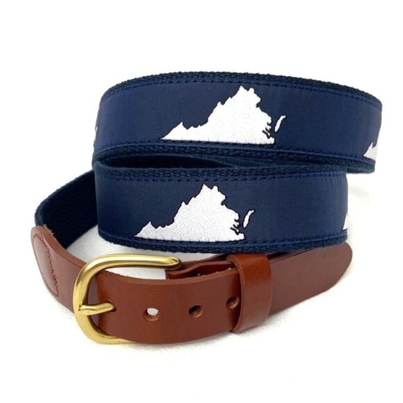 Leather Man Ltd State of Virginia Belt Men's Sz 46 Made in USA - Picture 1 of 7